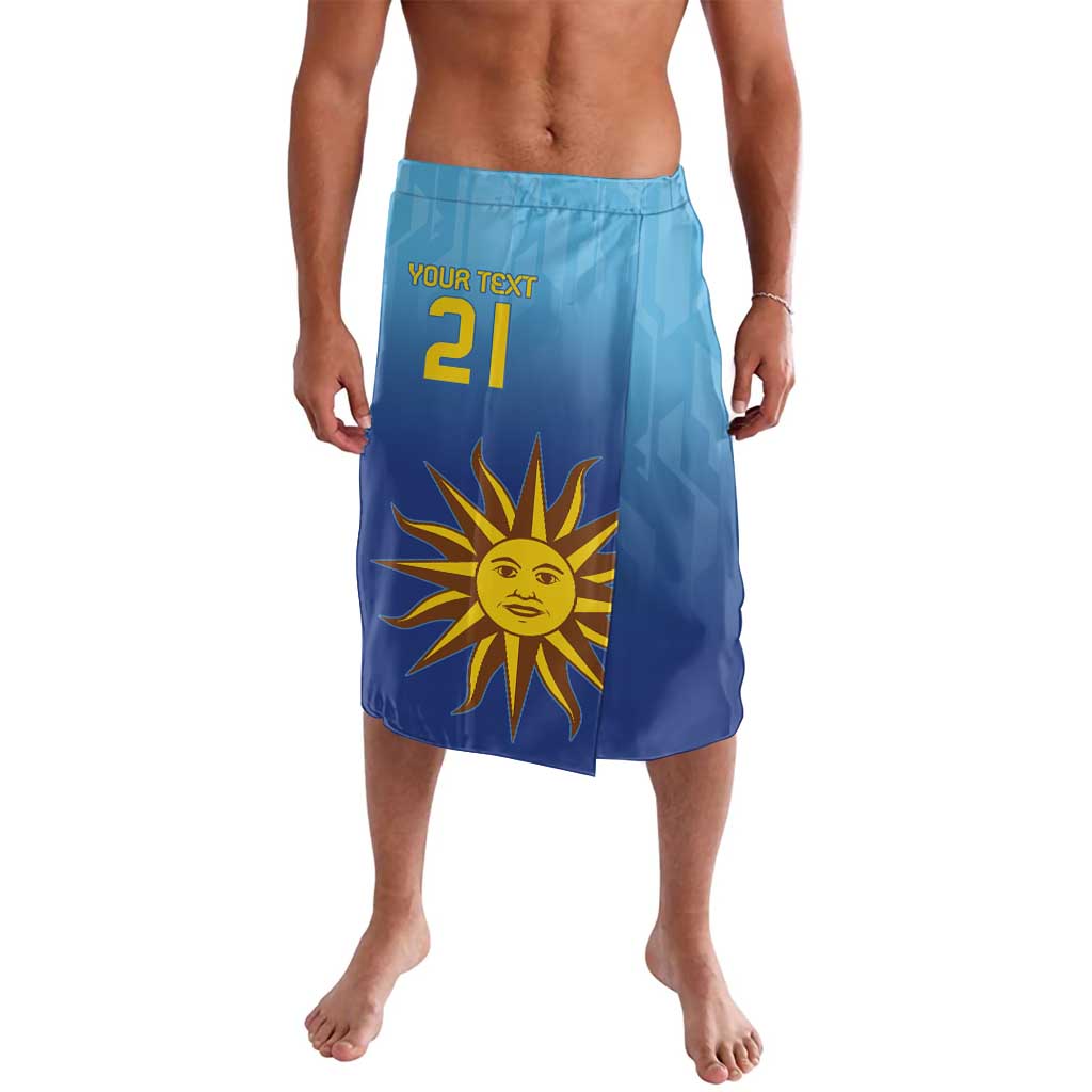 Custom blue sports shorts with elastic waistband, drawstring, sun logo and number 21