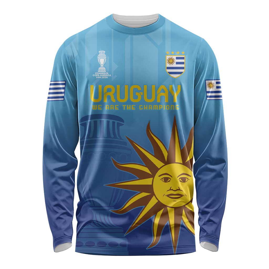 Custom Uruguay La Celeste Football Long Sleeve Shirt Go Champions 2024 - Wonder Print Shop