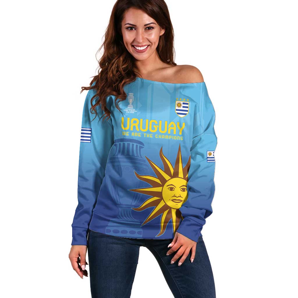 Custom Uruguay La Celeste Football Off Shoulder Sweater Go Champions 2024 - Wonder Print Shop