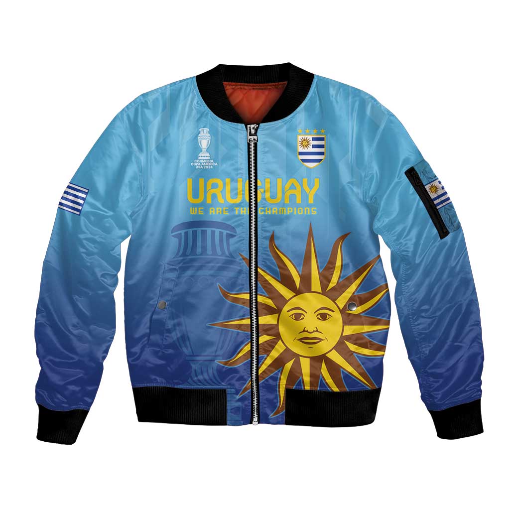 Custom Uruguay La Celeste Football Sleeve Zip Bomber Jacket Go Champions 2024 - Wonder Print Shop