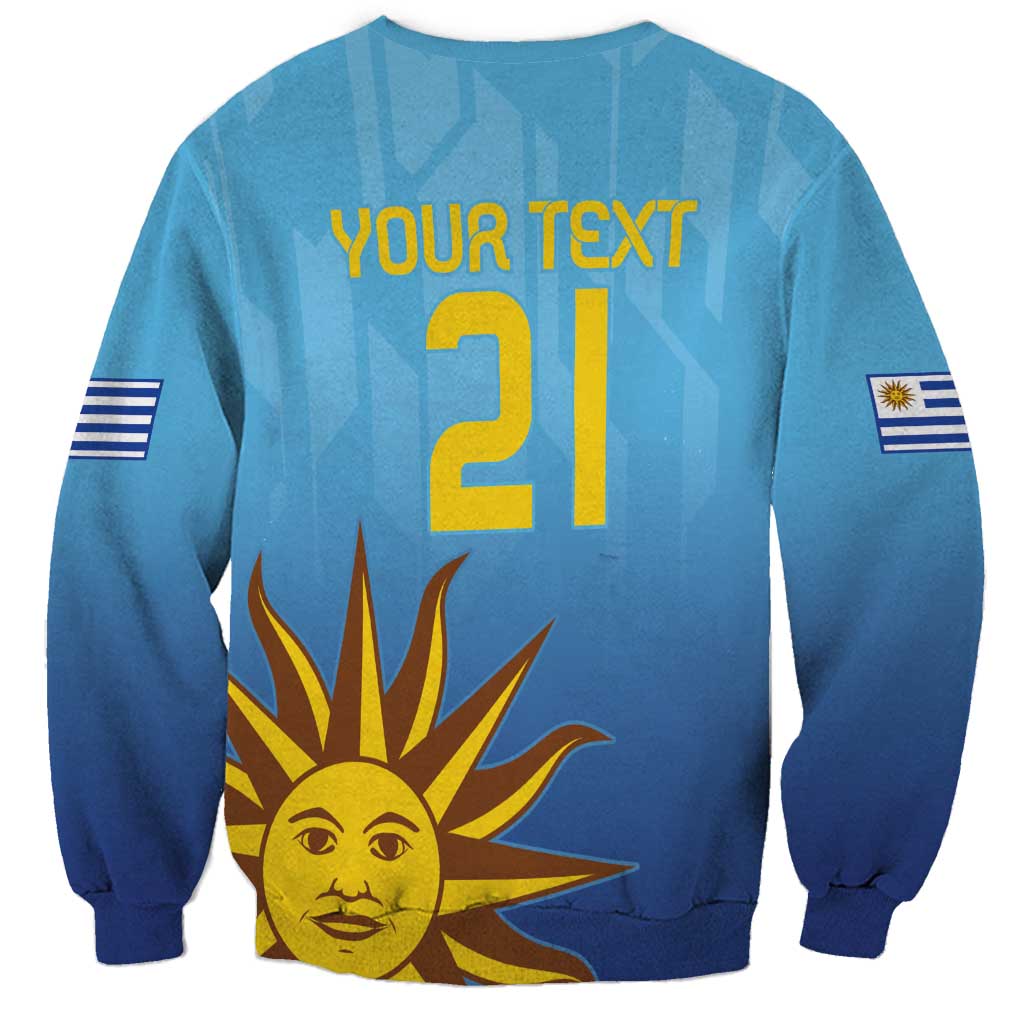 Blue Uruguay football sweatshirt with number 21 back print, crew neck and long sleeves