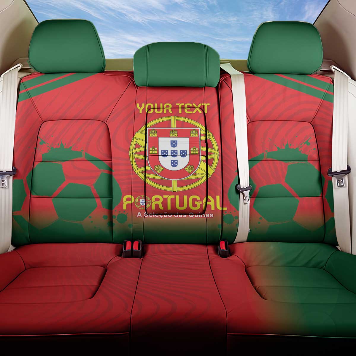 Custom Portugal Football Back Car Seat Cover Come On A Selecao das Quinas LT9 - Wonder Print Shop