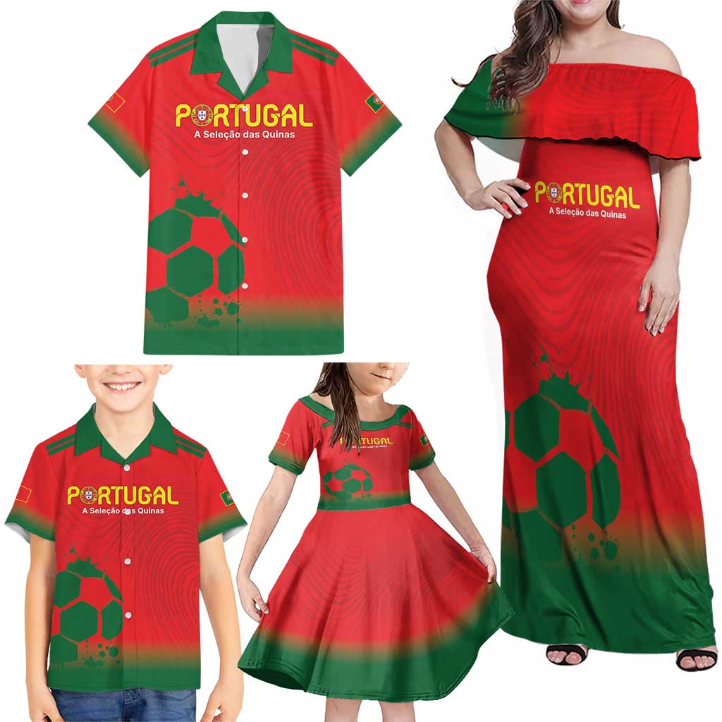 Custom Portugal Football Family Matching Off Shoulder Maxi Dress and Hawaiian Shirt Come On A Selecao das Quinas LT9 - Wonder Print Shop