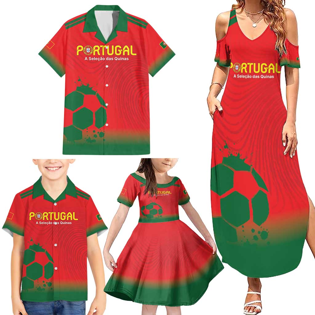 Custom Portugal Football Family Matching Summer Maxi Dress and Hawaiian Shirt Come On A Selecao das Quinas - Wonder Print Shop