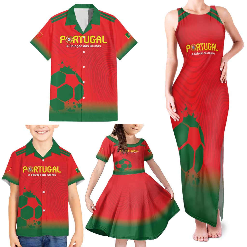 Custom Portugal Football Family Matching Tank Maxi Dress and Hawaiian Shirt Come On A Selecao das Quinas - Wonder Print Shop