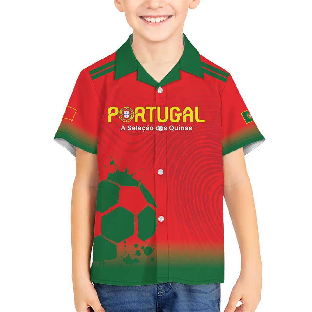 Custom Portugal Football Kid Hawaiian Shirt Come On A Selecao das Quinas - Wonder Print Shop