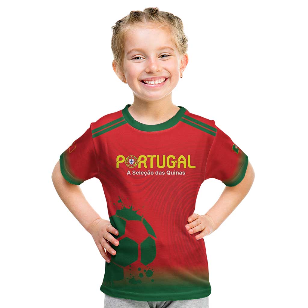 Custom Portugal Football Kid T Shirt Come On A Selecao das Quinas - Wonder Print Shop