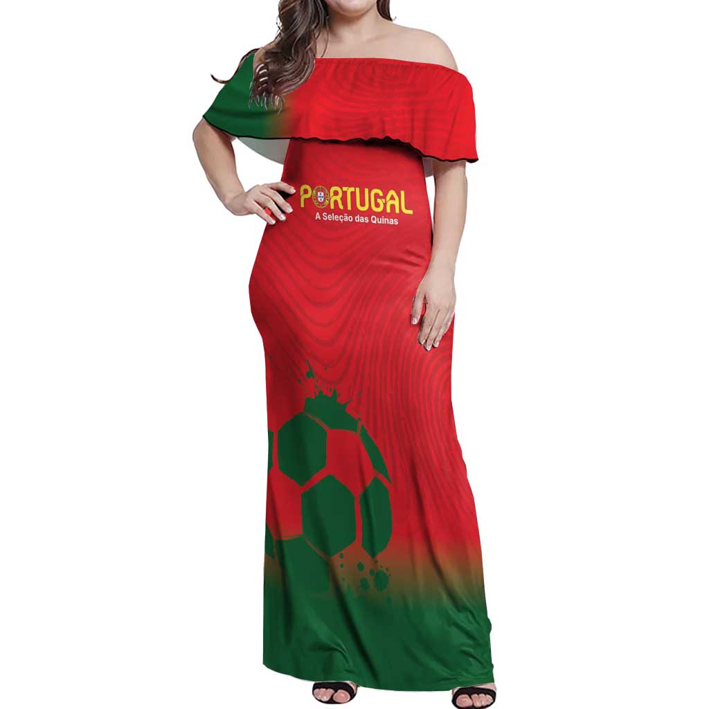 Custom Portugal Football Off Shoulder Maxi Dress Come On A Selecao das Quinas - Wonder Print Shop