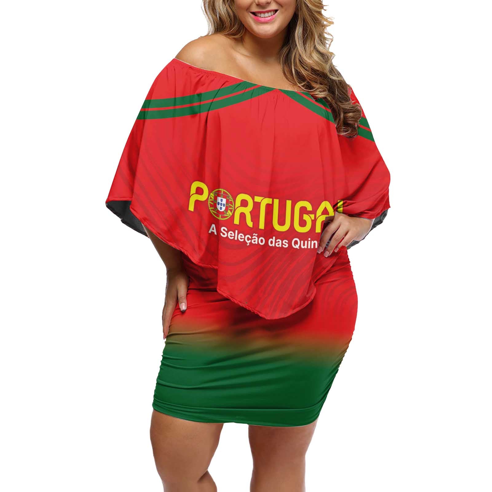 Custom Portugal Football Off Shoulder Short Dress Come On A Selecao das Quinas - Wonder Print Shop