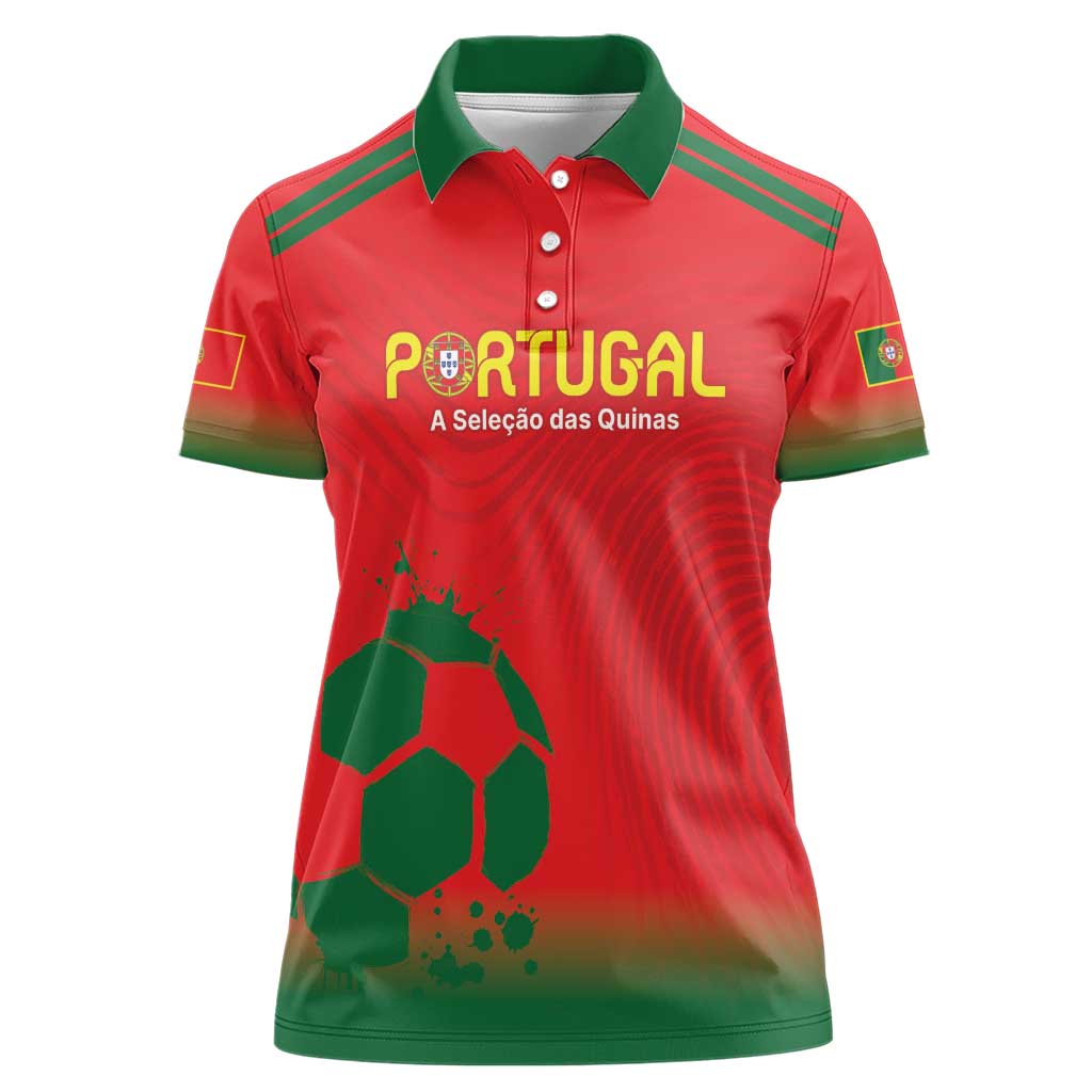 Custom Portugal Football Women Polo Shirt Come On A Selecao das Quinas - Wonder Print Shop