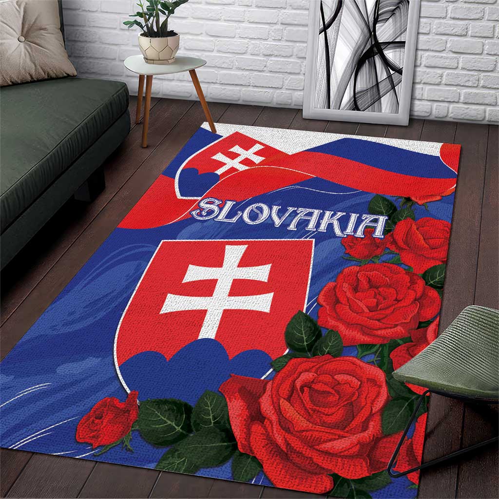 Slovakia Flag Mixed Rose Flowers Area Rug LT9 - Wonder Print Shop