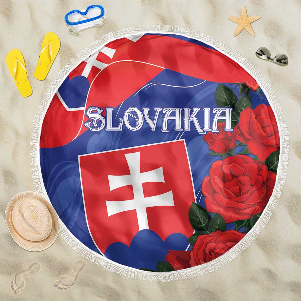 Slovakia Flag Mixed Rose Flowers Beach Blanket LT9 - Wonder Print Shop