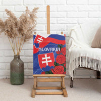 Slovakia canvas wall art with flag crest, “Slovakia” text and red roses