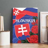 Slovakia-themed canvas wall art with flag colors, crest, roses and “Slovakia” lettering