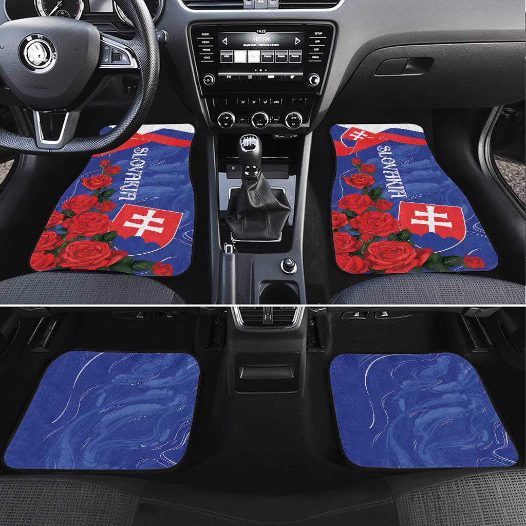 Slovakia Flag Mixed Rose Flowers Car Mats LT9 - Wonder Print Shop