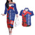 Slovakia Flag Mixed Rose Flowers Couples Matching Off The Shoulder Long Sleeve Dress and Hawaiian Shirt LT9 - Wonder Print Shop