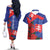 Slovakia Flag Mixed Rose Flowers Couples Matching Off The Shoulder Long Sleeve Dress and Hawaiian Shirt LT9 - Wonder Print Shop