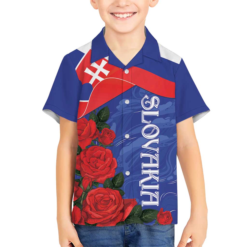 Slovakia Flag Mixed Rose Flowers Kid Hawaiian Shirt - Wonder Print Shop