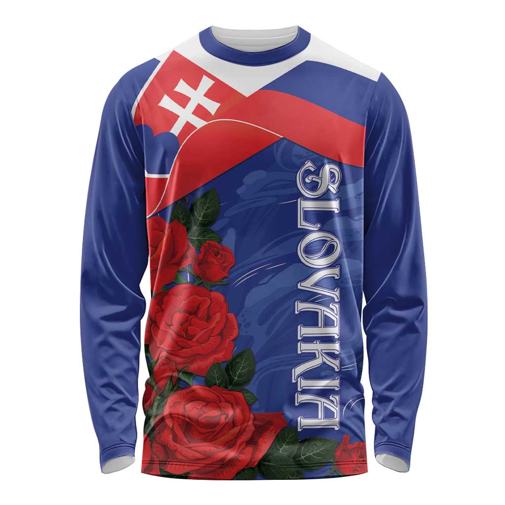 Slovakia Flag Mixed Rose Flowers Long Sleeve Shirt - Wonder Print Shop