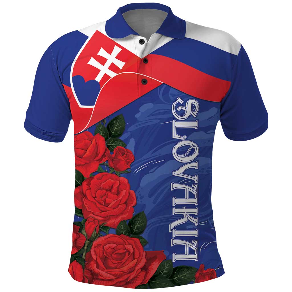 Slovakia Flag Mixed Rose Flowers Polo Shirt - Wonder Print Shop