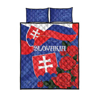 Slovakia flag quilt set with rose graphics, includes duvet and two pillowcases