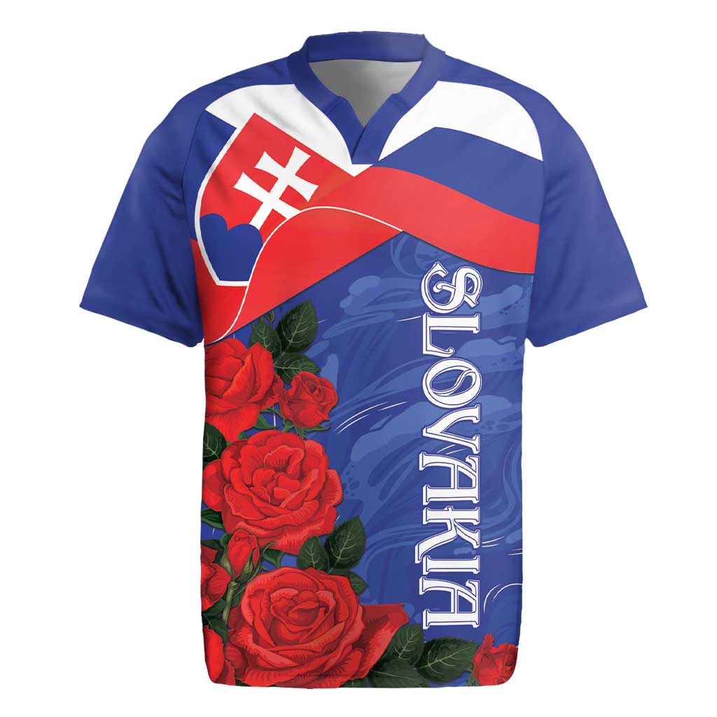 Slovakia Flag Mixed Rose Flowers Rugby Jersey - Wonder Print Shop