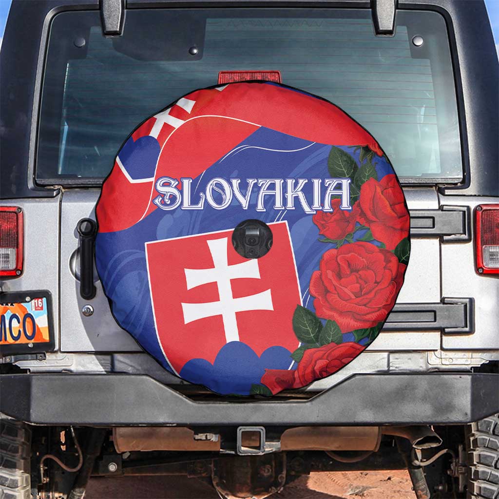 Slovakia Flag Mixed Rose Flowers Spare Tire Cover - Wonder Print Shop