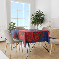 Round-rope Slovakia flag rose tablecloth on dining table