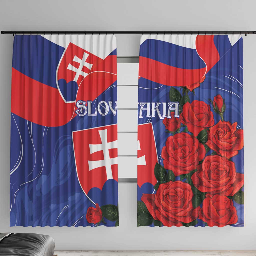 Slovakia Flag Mixed Rose Flowers Window Curtain - Wonder Print Shop