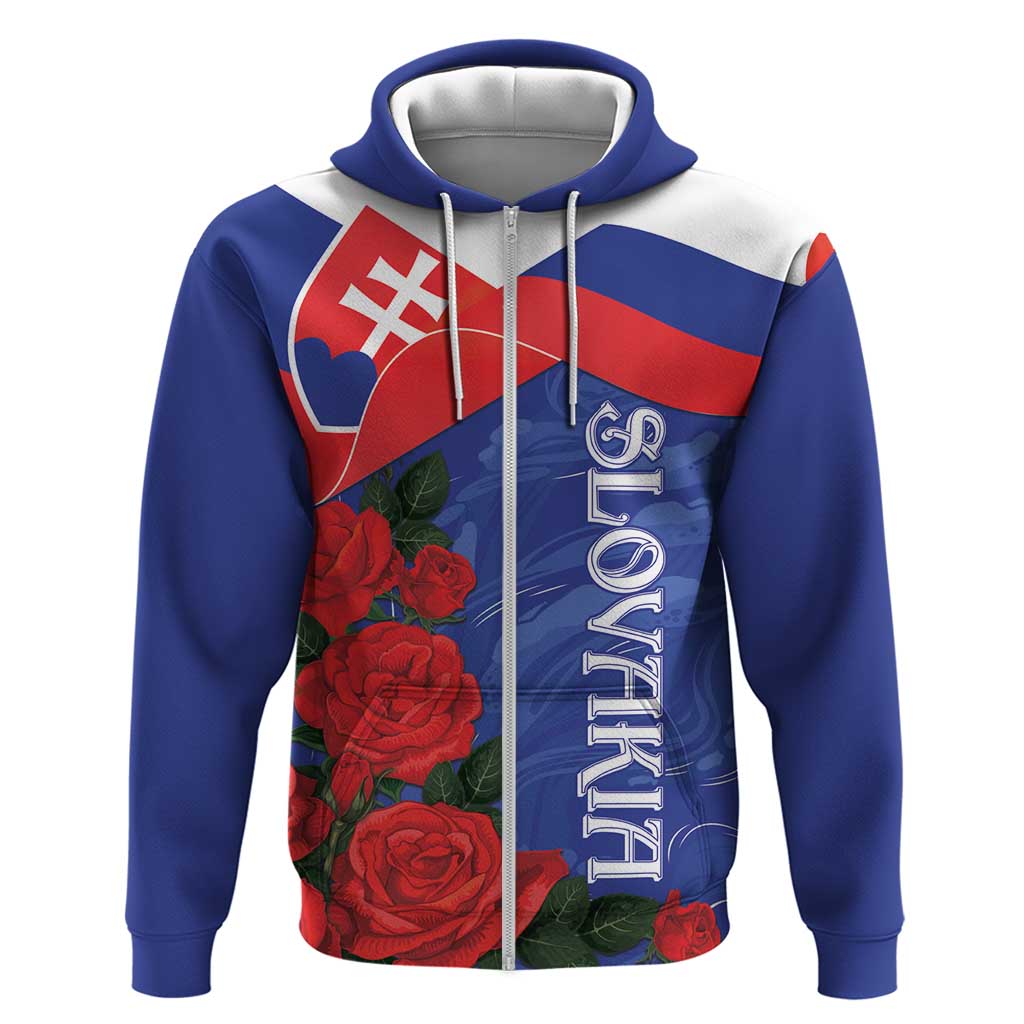 Slovakia Flag Mixed Rose Flowers Zip Hoodie - Wonder Print Shop