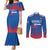 Custom Slovakia Football Couples Matching Mermaid Dress and Long Sleeve Button Shirt Come On Sokoli Falcons