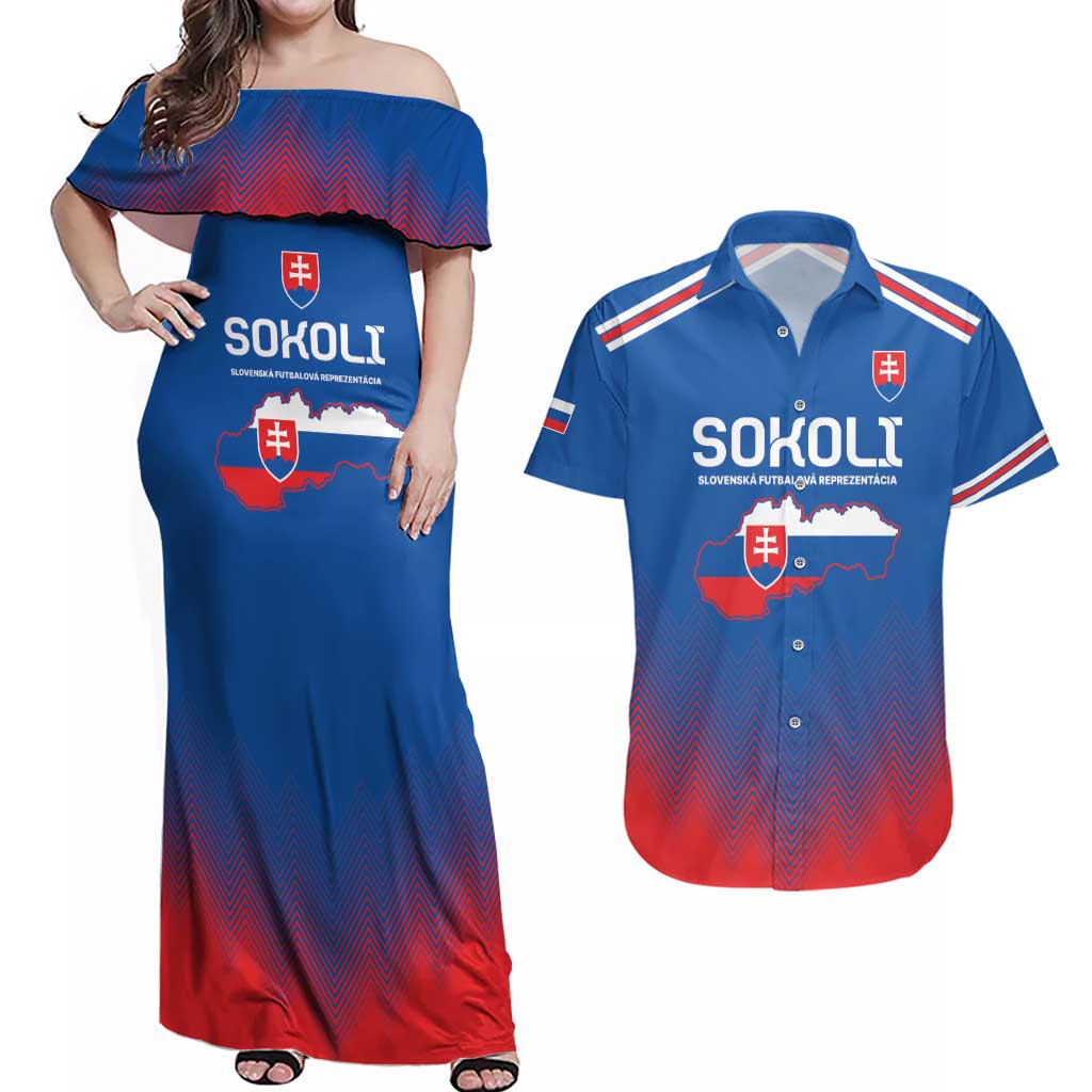 Custom Slovakia Football Couples Matching Off Shoulder Maxi Dress and Hawaiian Shirt Come On Sokoli Falcons LT9 - Wonder Print Shop