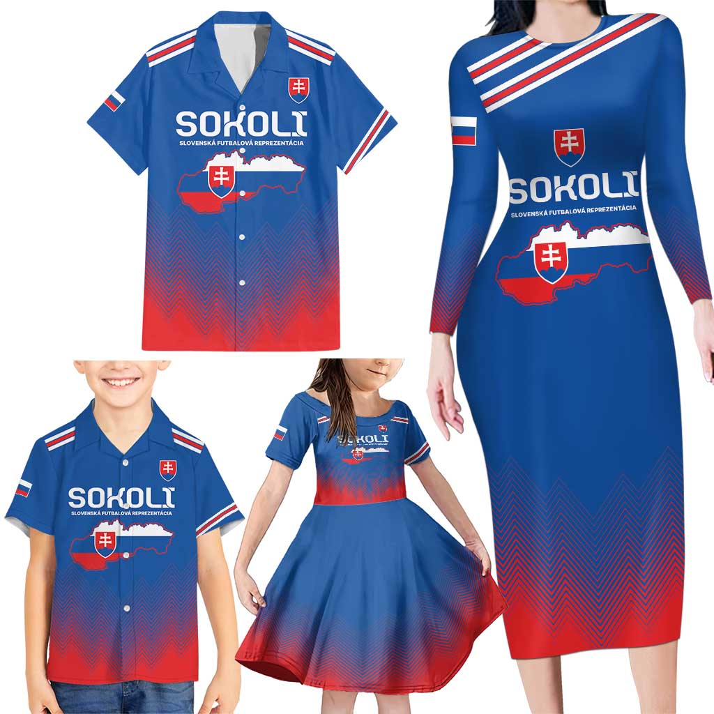 Custom Slovakia Football Family Matching Long Sleeve Bodycon Dress and Hawaiian Shirt Come On Sokoli Falcons LT9 - Wonder Print Shop