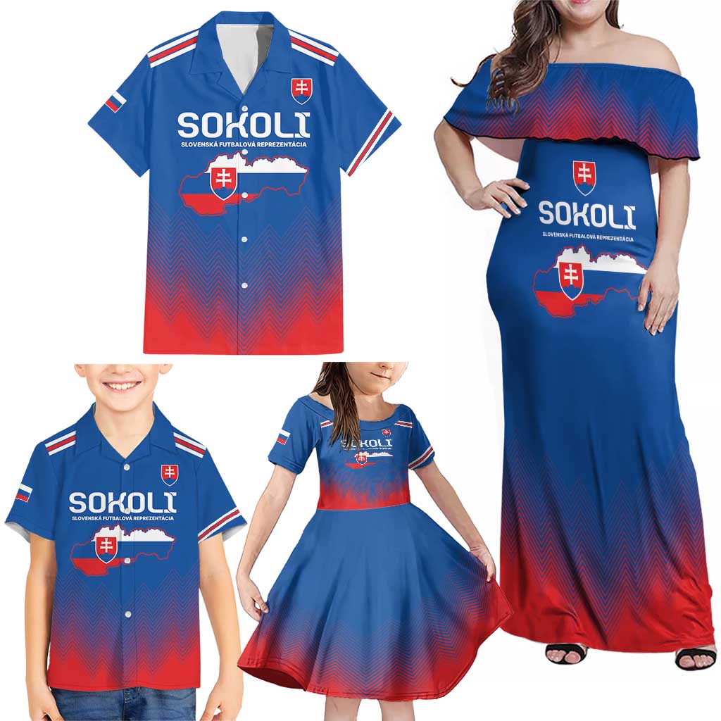 Custom Slovakia Football Family Matching Off Shoulder Maxi Dress and Hawaiian Shirt Come On Sokoli Falcons LT9 - Wonder Print Shop