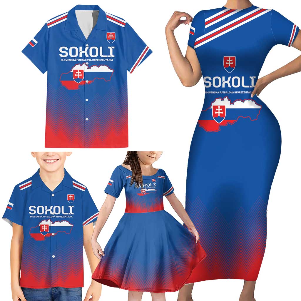 Custom Slovakia Football Family Matching Short Sleeve Bodycon Dress and Hawaiian Shirt Come On Sokoli Falcons - Wonder Print Shop