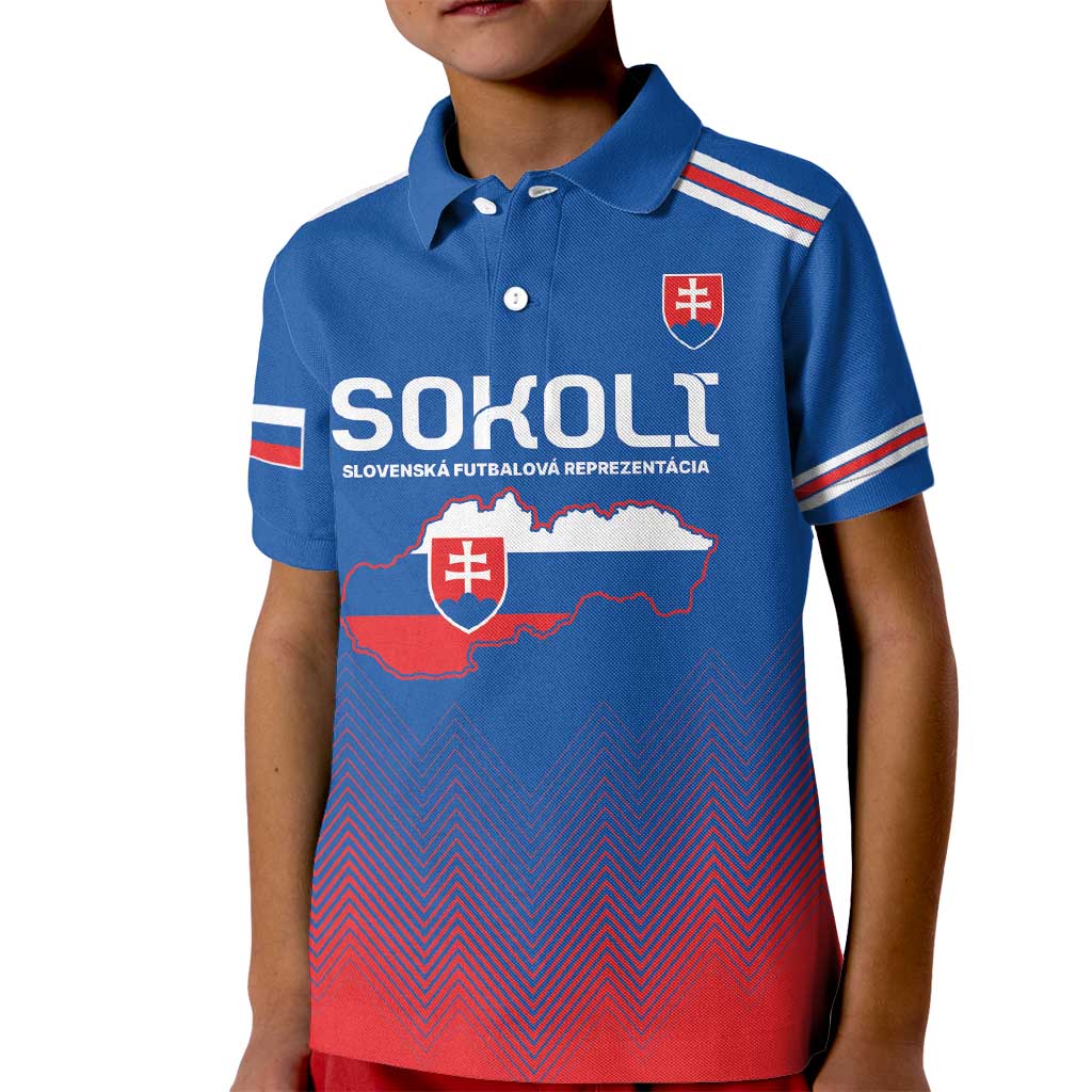 Custom Slovakia Football Kid Polo Shirt Come On Sokoli Falcons - Wonder Print Shop