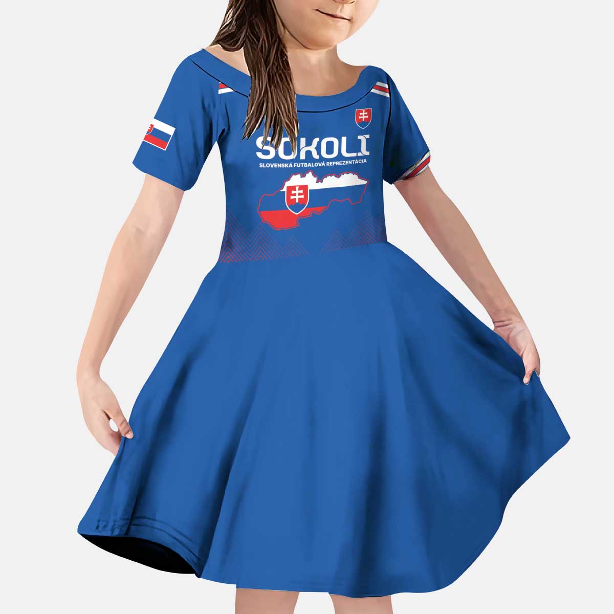 Custom Slovakia Football Kid Short Sleeve Dress Come On Sokoli Falcons - Wonder Print Shop