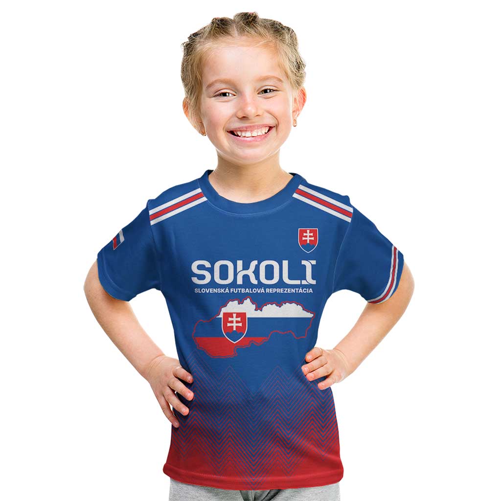 Custom Slovakia Football Kid T Shirt Come On Sokoli Falcons - Wonder Print Shop