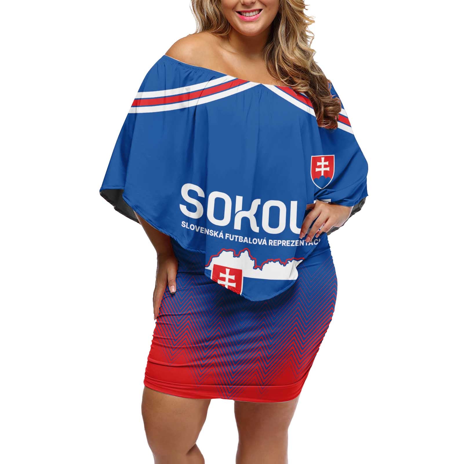 Custom Slovakia Football Off Shoulder Short Dress Come On Sokoli Falcons - Wonder Print Shop