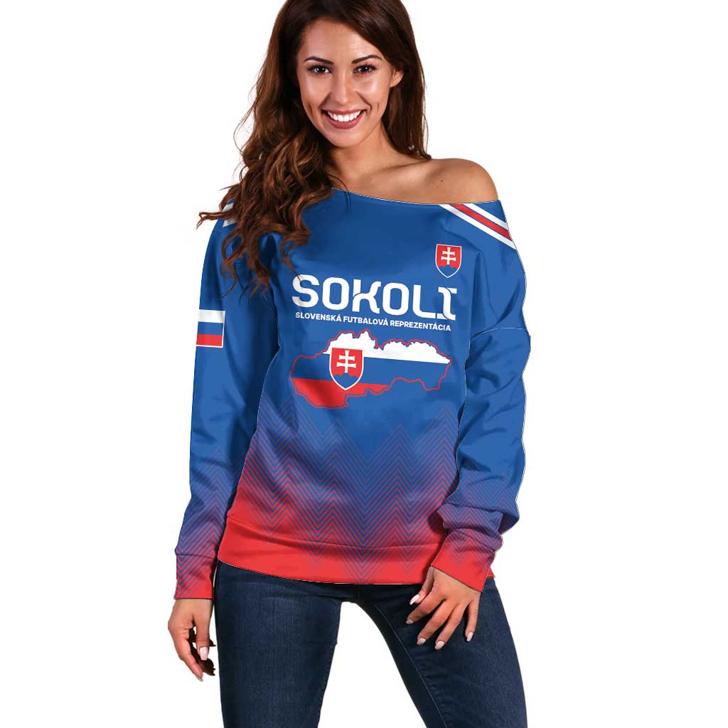 Custom Slovakia Football Off Shoulder Sweater Come On Sokoli Falcons - Wonder Print Shop