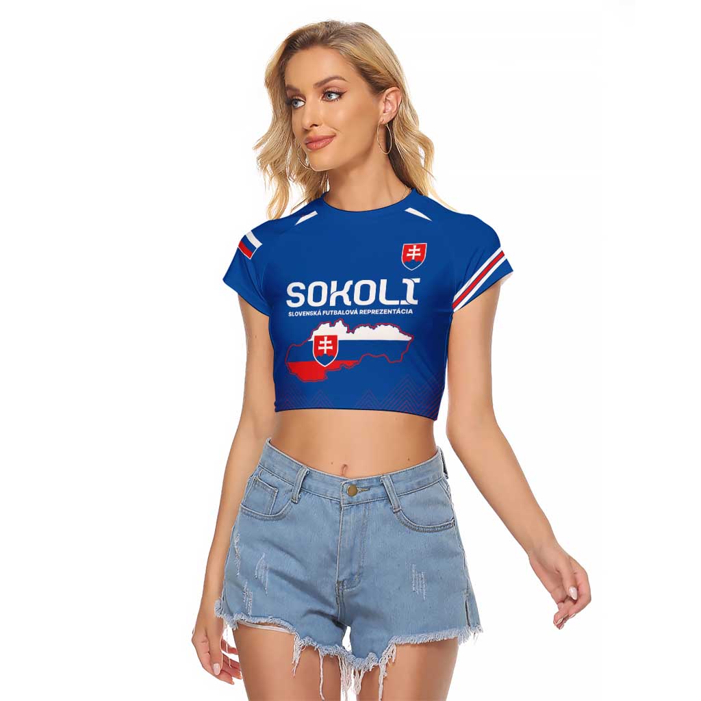 Custom Slovakia Football Raglan Cropped T Shirt Come On Sokoli Falcons - Wonder Print Shop