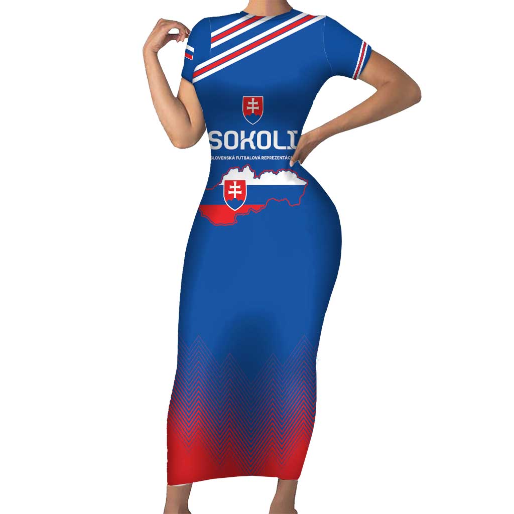 Custom Slovakia Football Short Sleeve Bodycon Dress Come On Sokoli Falcons - Wonder Print Shop