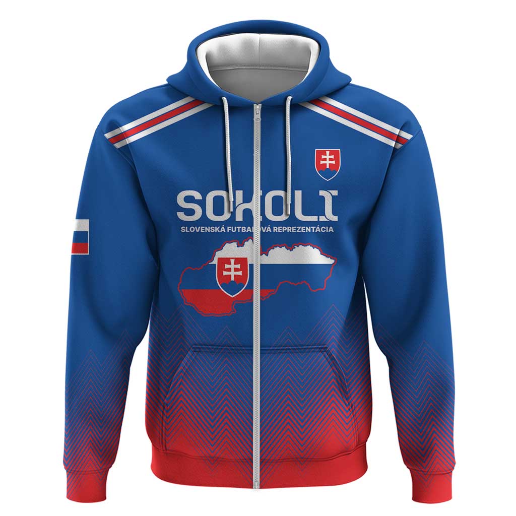 Custom Slovakia Football Zip Hoodie Come On Sokoli Falcons - Wonder Print Shop