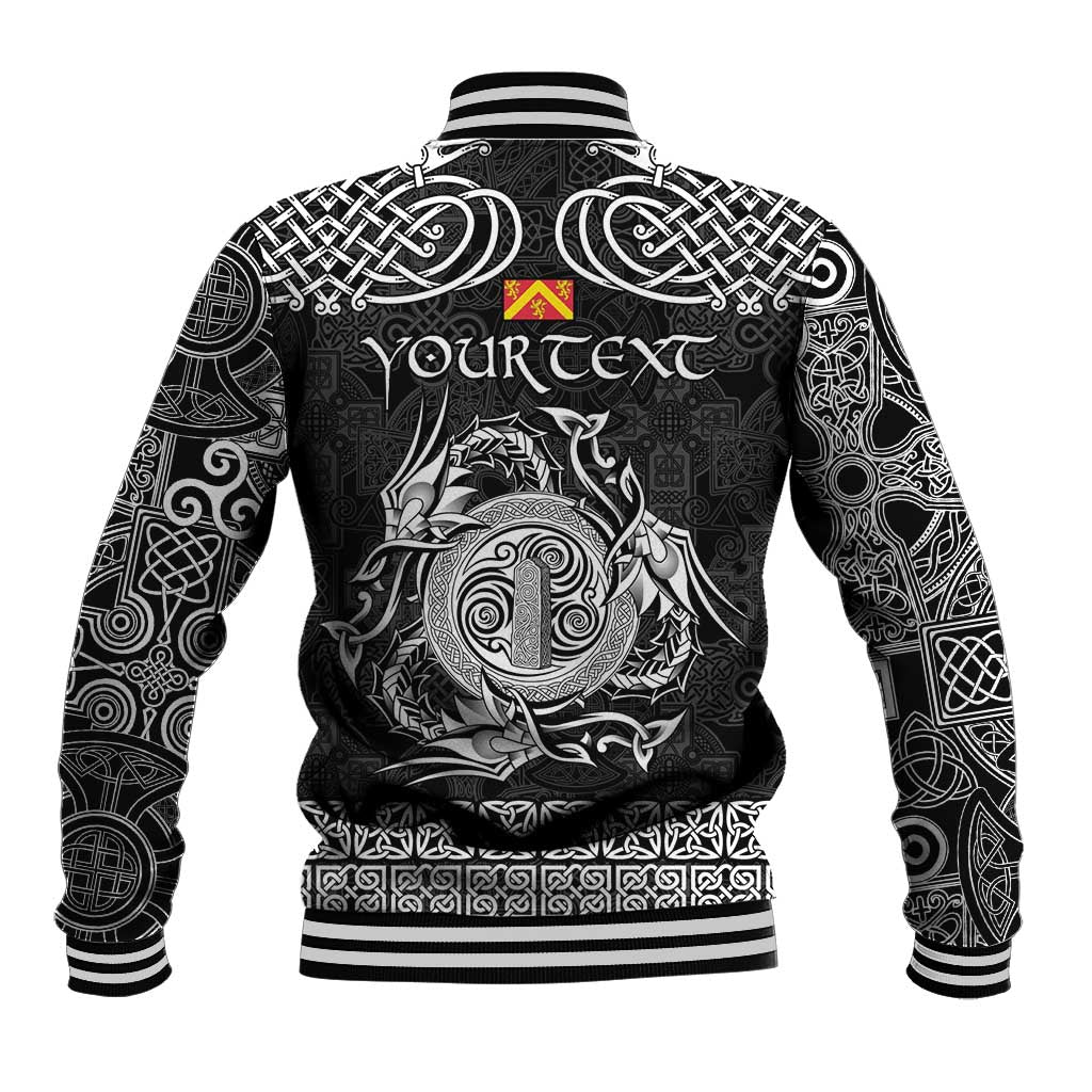 Personalized Anglesey Ynys Mon Baseball Jacket Black Standing Stone Celtic-inspired - Wonder Print Shop