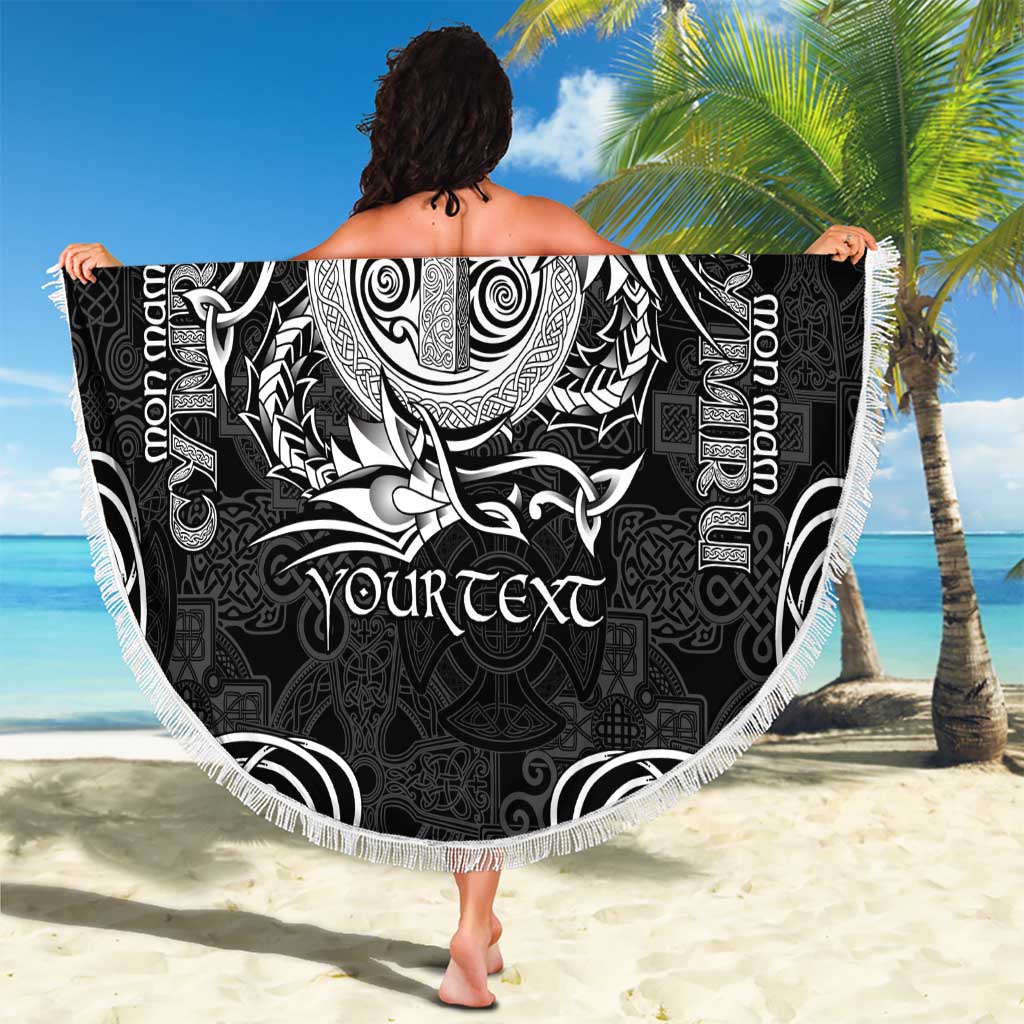 Personalized Anglesey Ynys Mon Beach Blanket Black Standing Stone Celtic-inspired - Wonder Print Shop