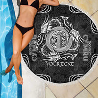 Personalized Anglesey Ynys Mon Beach Blanket Black Standing Stone Celtic-inspired - Wonder Print Shop