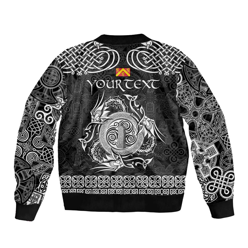 Personalized Anglesey Ynys Mon Bomber Jacket Black Standing Stone Celtic-inspired - Wonder Print Shop
