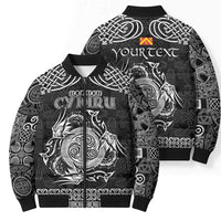 Personalized Anglesey Ynys Mon Bomber Puffer Jacket Black Standing Stone Celtic-inspired - Wonder Print Shop