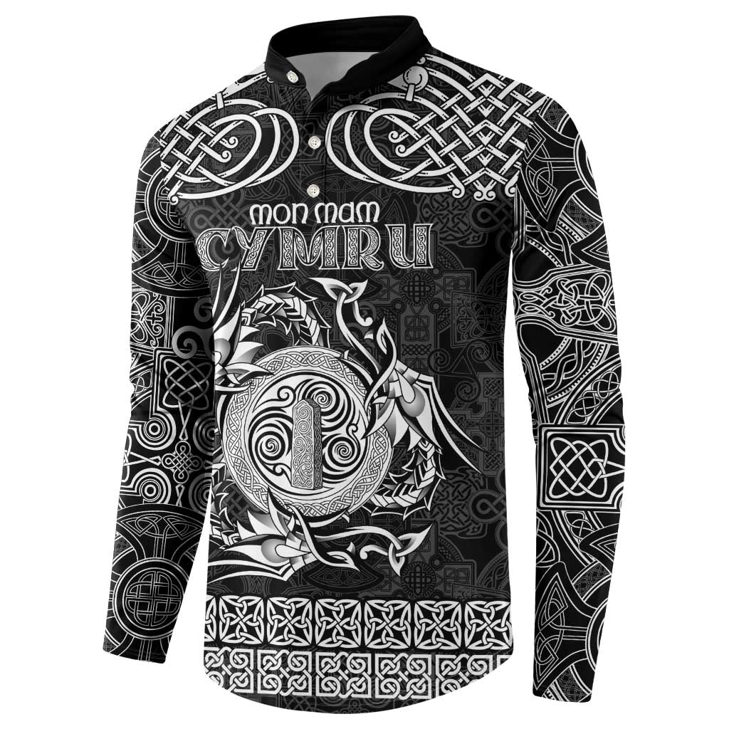 Personalized Anglesey Ynys Mon Button Sweatshirt Black Standing Stone Celtic-inspired - Wonder Print Shop