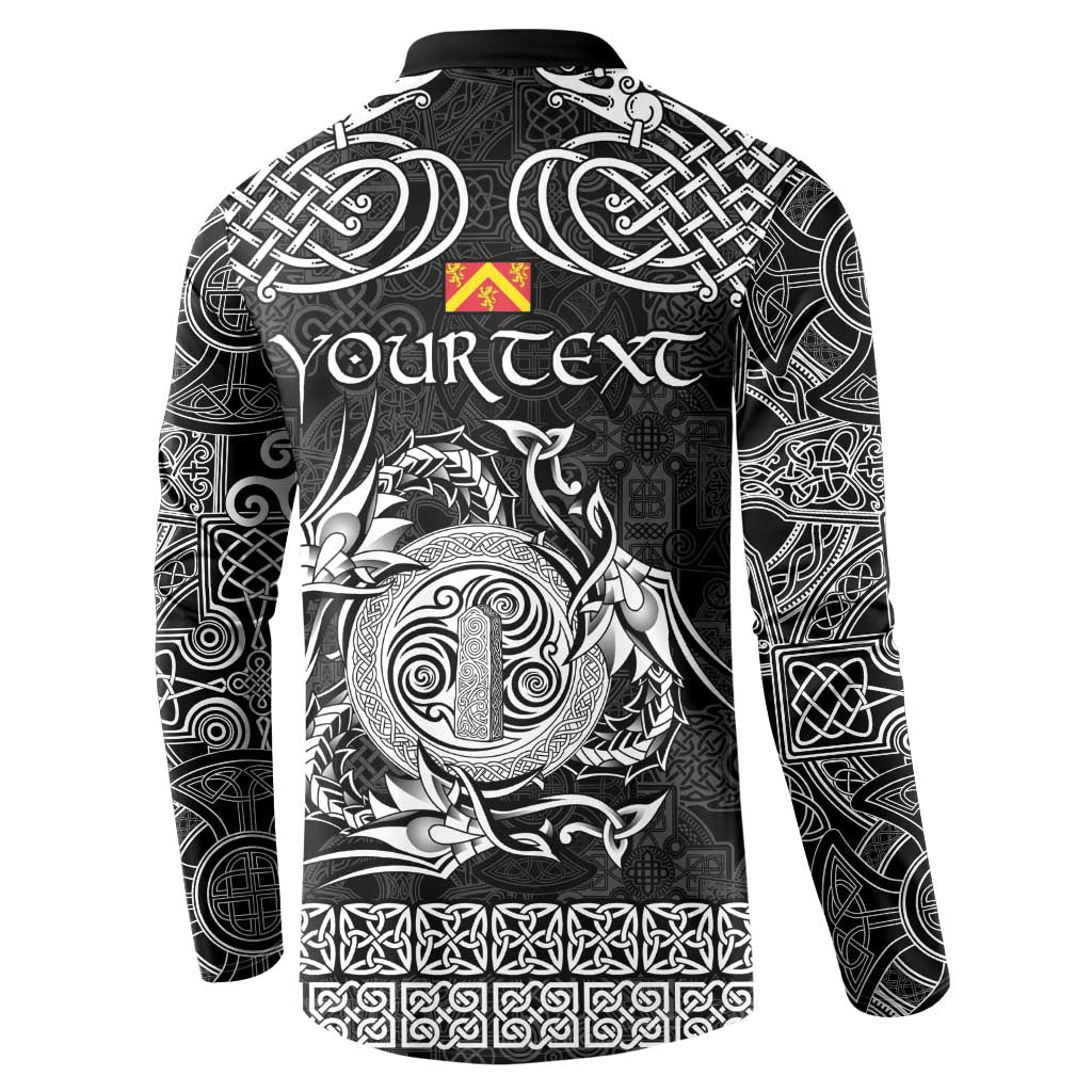 Personalized Anglesey Ynys Mon Button Sweatshirt Black Standing Stone Celtic-inspired - Wonder Print Shop